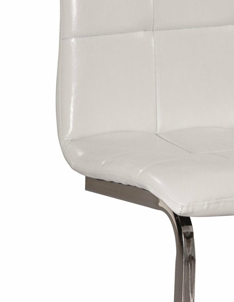 Luna Dining Chair With Vegan-Leather Fabric, Metal – White Dining Chairs