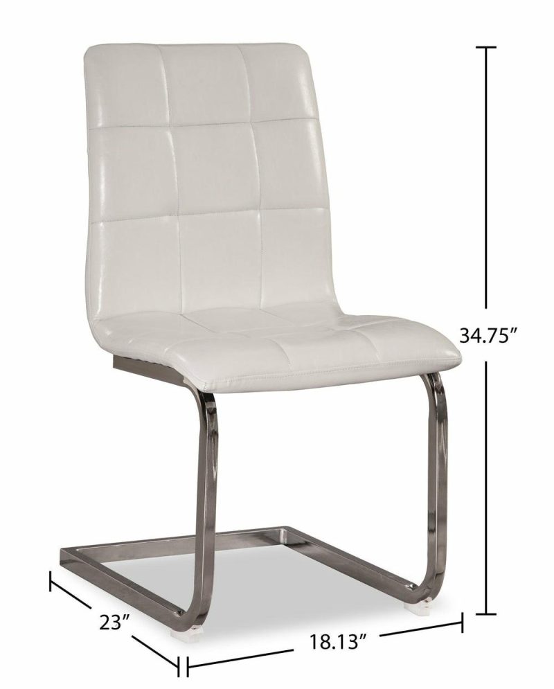 Luna Dining Chair With Vegan-Leather Fabric, Metal – White Dining Chairs