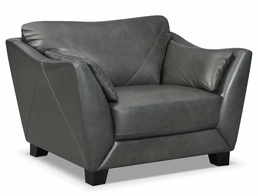 Lusso 100% Genuine Leather Chair – Charcoal Furniture