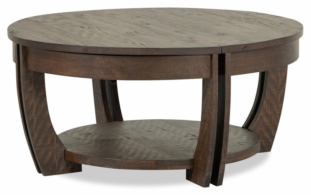 Lyndale 38″ Traditional Round Lift Top Coffee Table With Storage And Shelf – Brown Pine Coffee Tables