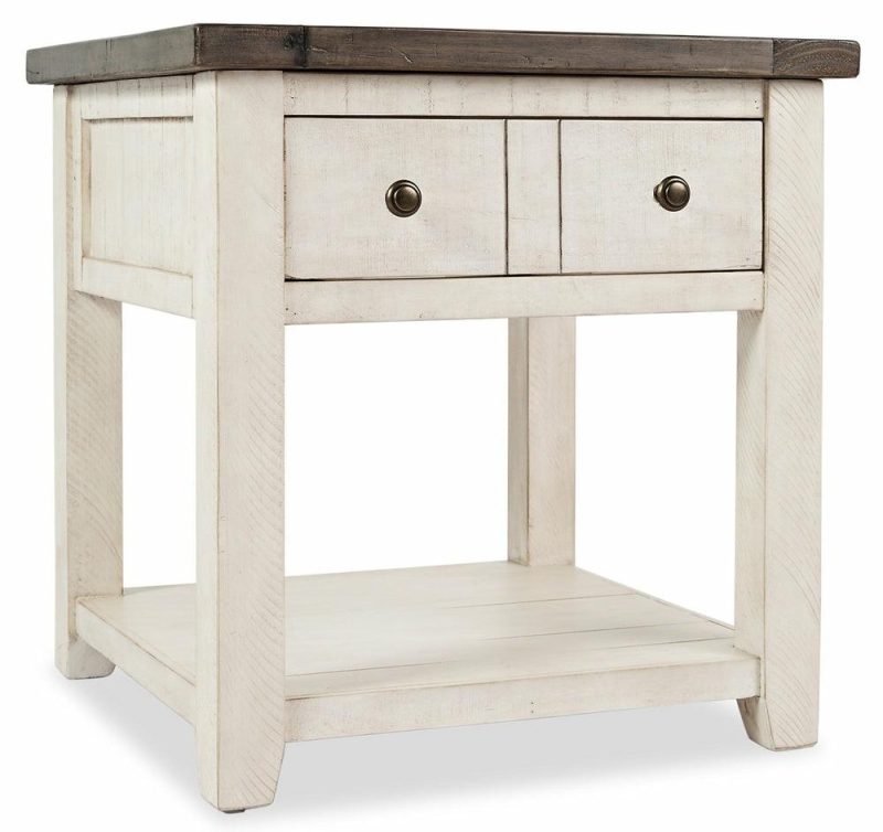 Madison 24″ Rustic End Table With Storage And Shelf – White Wood End Tables