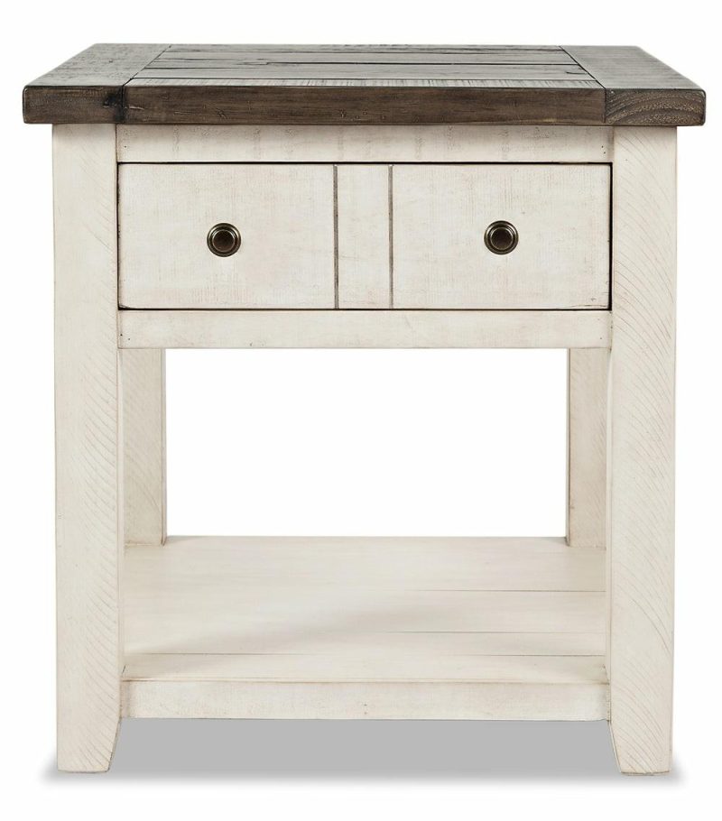 Madison 24″ Rustic End Table With Storage And Shelf – White Wood End Tables