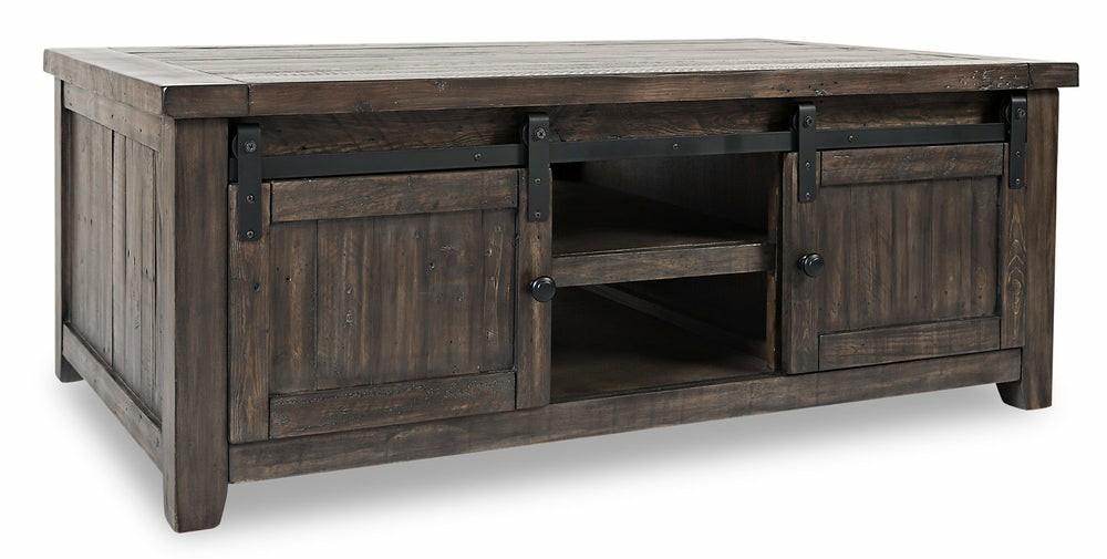 Madison 50″ Rustic Coffee Table With Storage, Shelf And Casters – Grey Brown Wood Coffee Tables