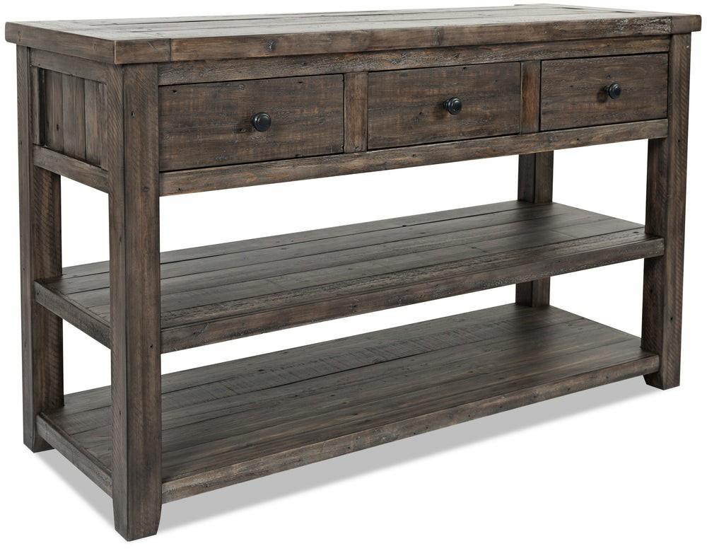 Madison 50″ Rustic Sofa Table With Storage And Shelf – Grey Brown Wood Furniture