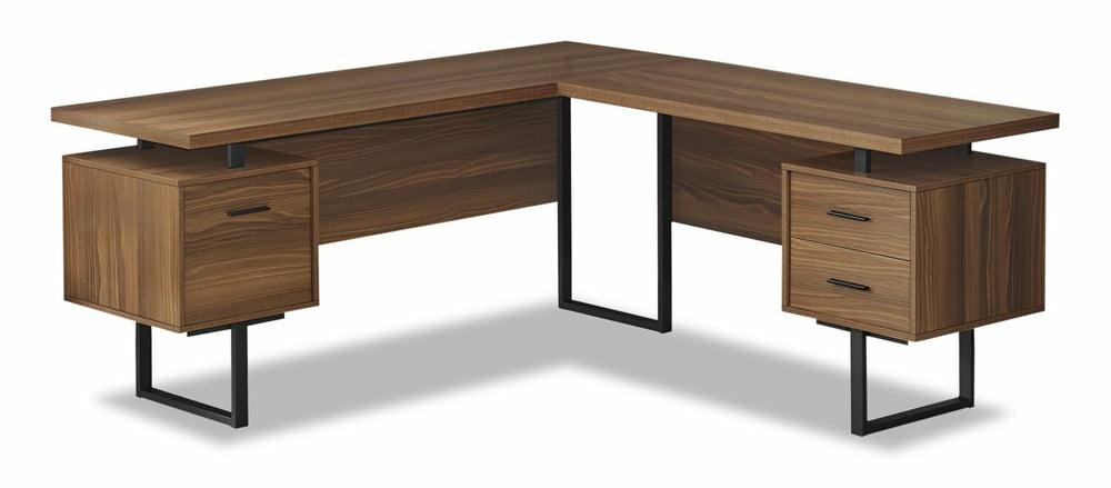 Marnie Reversible 71″ L-Shaped Corner Desk With 3-Drawers – Walnut Desks