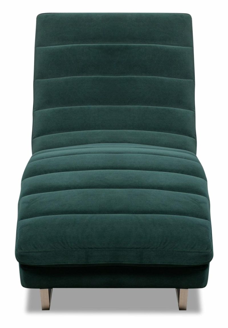 Marsha 26″ Green Velvet Fabric Chaise Loung With Metal Base Accent Chairs