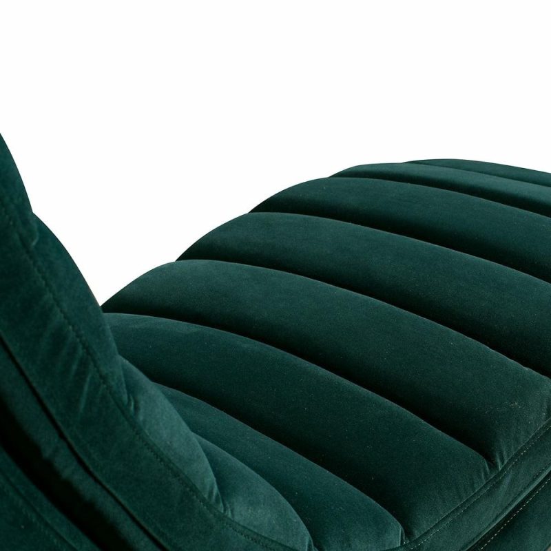 Marsha 26″ Green Velvet Fabric Chaise Loung With Metal Base Accent Chairs