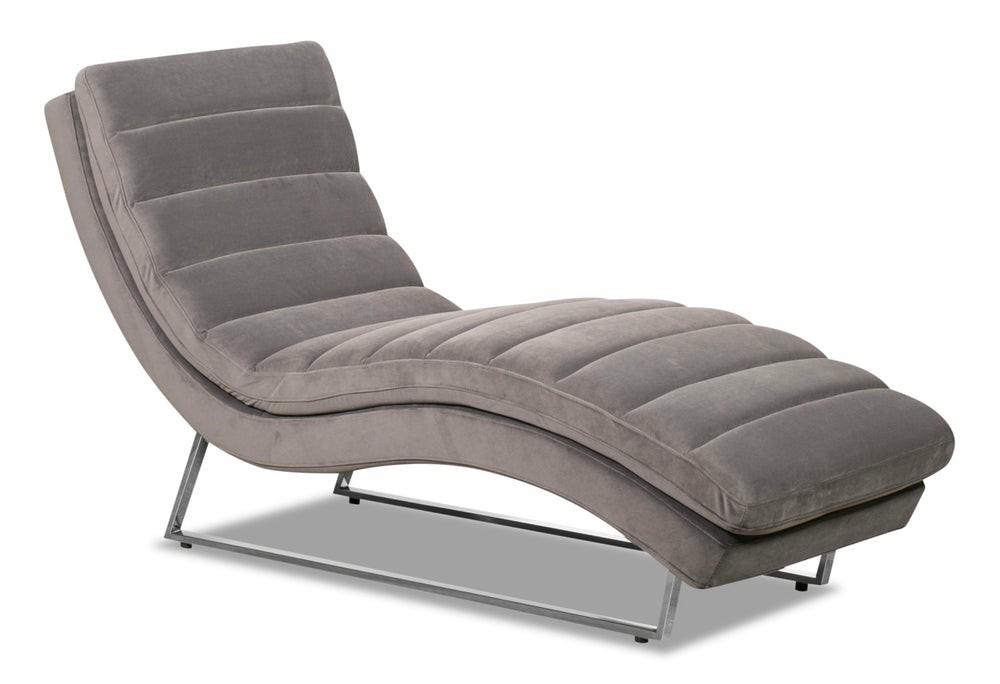 Marsha 26″ Grey Velvet Fabric Chaise Lounge With Metal Base Accent Chairs