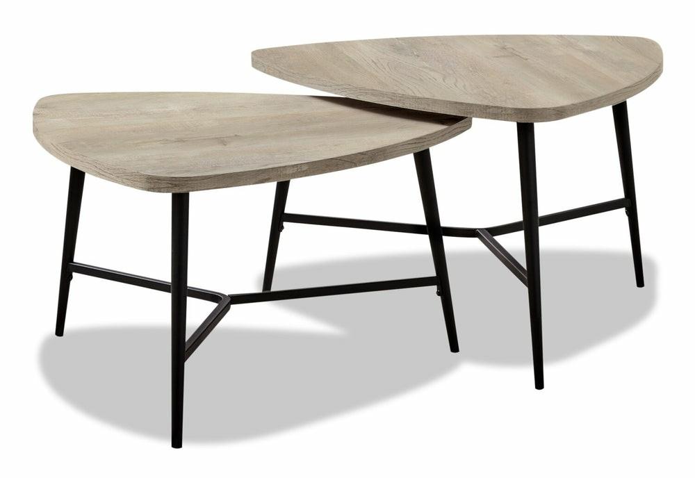 Mason 32.5″ Modern 2 Piece Nesting Coffee Tables – Taupe With Black Metal Legs Coffee Tables