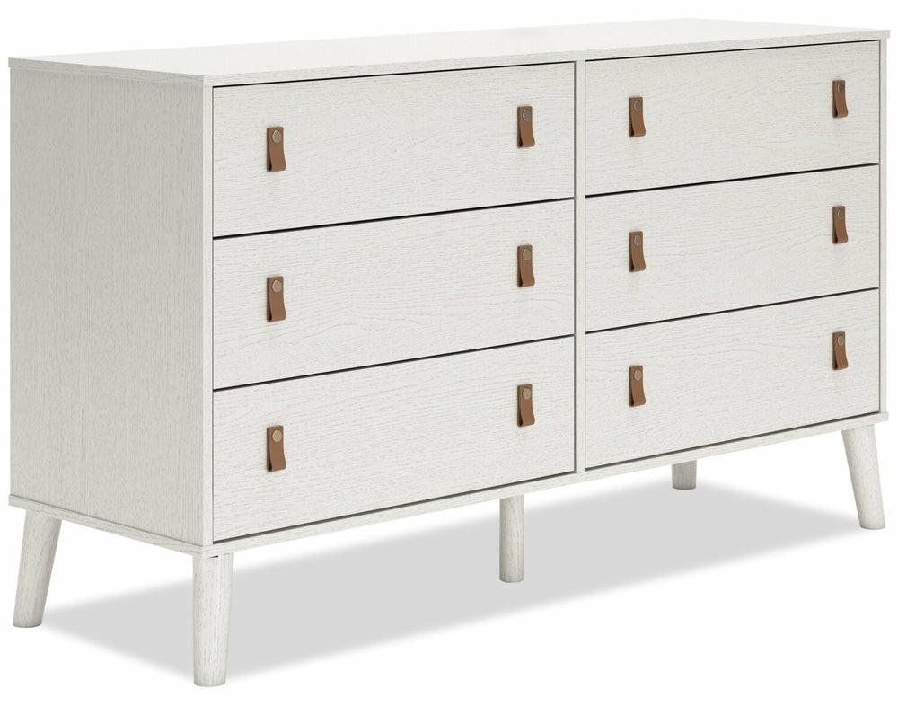 Mavi Bedroom 6-Drawer Dresser, 59″W X 33.9″H, Modern Mid-Century – White Bedroom