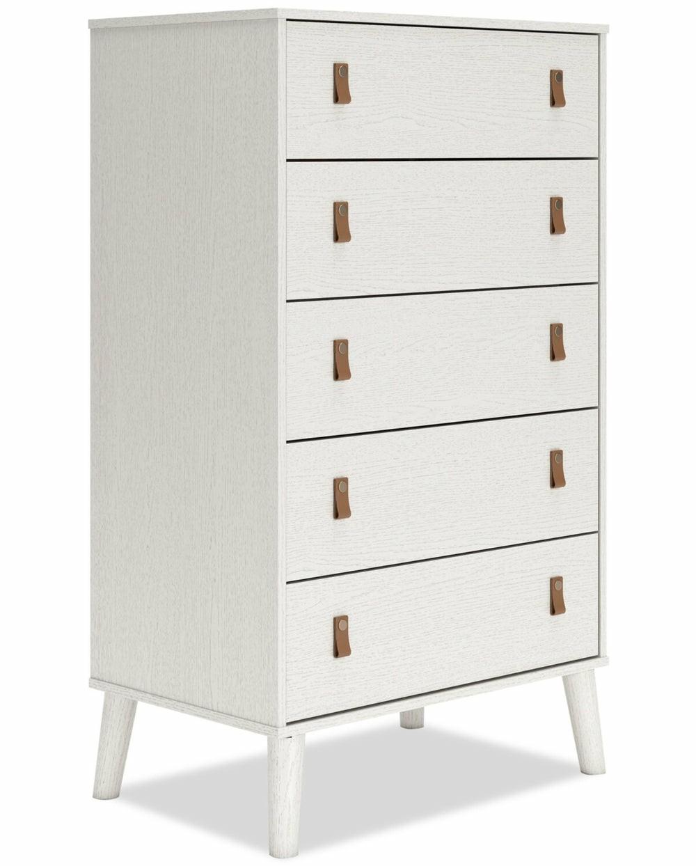 Mavi Bedroom Chest Of Drawers, 5-Drawer, 29″W X 50.7″H, Modern Mid-Century – White Bedroom