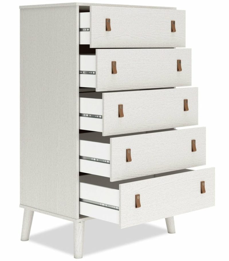 Mavi Bedroom Chest Of Drawers, 5-Drawer, 29″W X 50.7″H, Modern Mid-Century – White Bedroom