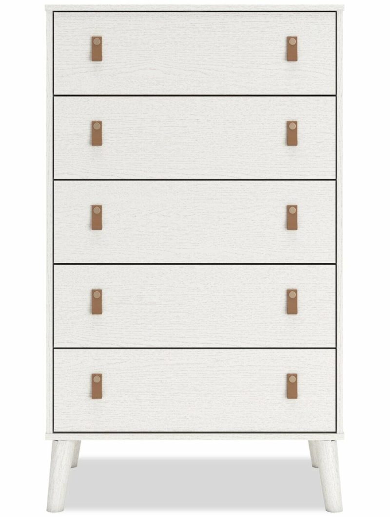 Mavi Bedroom Chest Of Drawers, 5-Drawer, 29″W X 50.7″H, Modern Mid-Century – White Bedroom