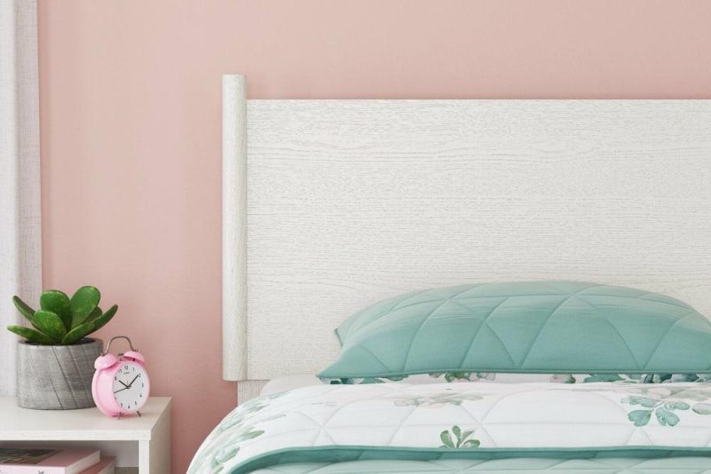 Mavi Panel Headboard With 2-Sided Fabric & Vegan Leather Cushion For Kids, White – Twin Size Bedroom