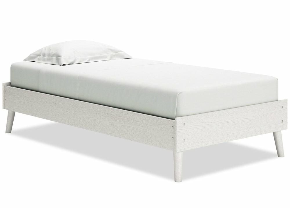 Mavi Platform Bed For Kids, Mid-Century Modern, White – Twin Size Bedroom