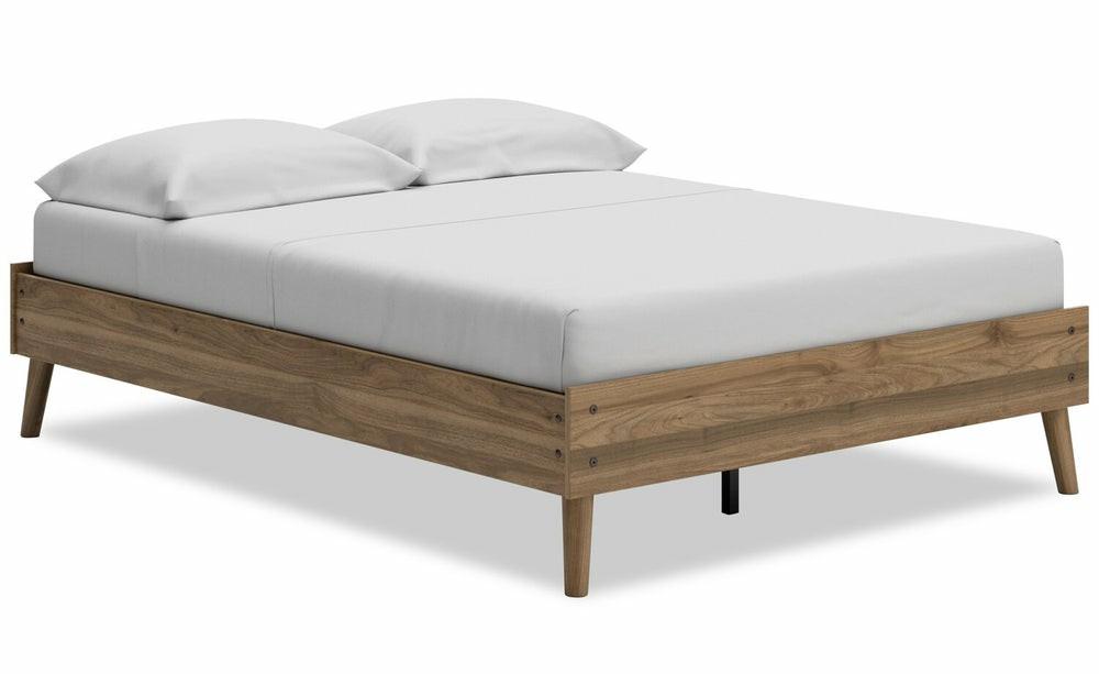 Mavi Platform Bed, Mid-Century Modern, Brown – Full Size Bedroom