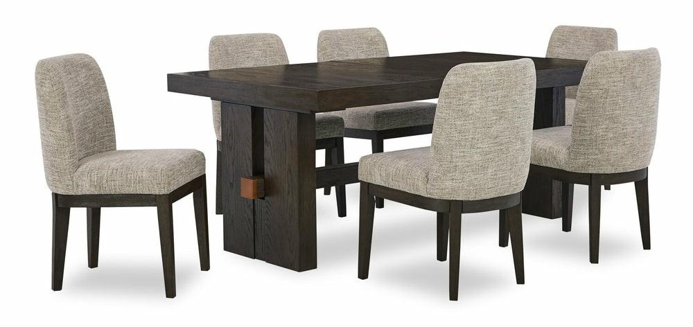 Metro 7Pc Dining Set With Table & 6 Chairs; 72-90″W Extension, Trestle Base – Brown Dining Room