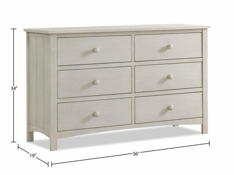 Midland 6-Drawer Dresser, 56″W – White Bedroom