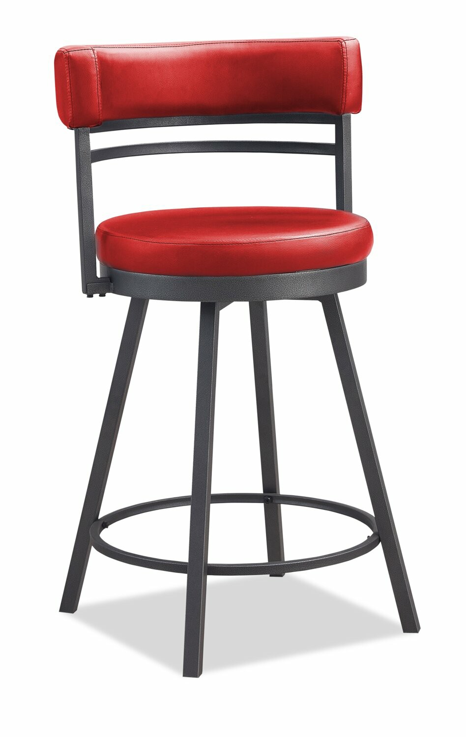 Mila Barstool With Swivel Seat, Vegan Leather Fabric, Metal – Red Bar Stools