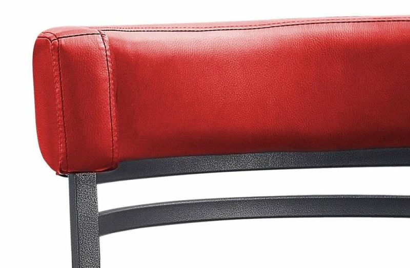 Mila Barstool With Swivel Seat, Vegan Leather Fabric, Metal – Red Bar Stools