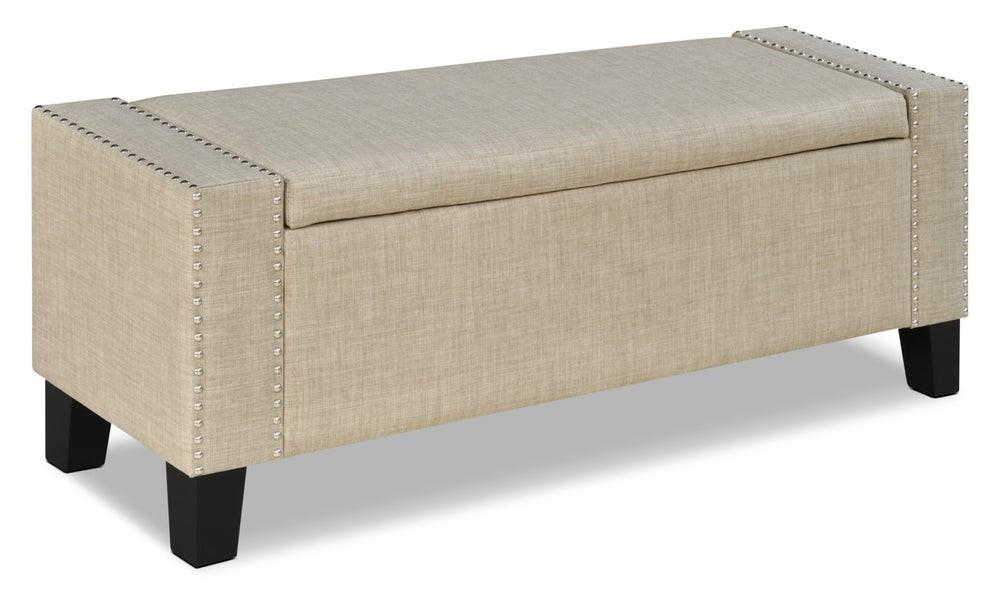 Milan 53.5″ Storage Ottoman – Beige Linen-Look Furniture