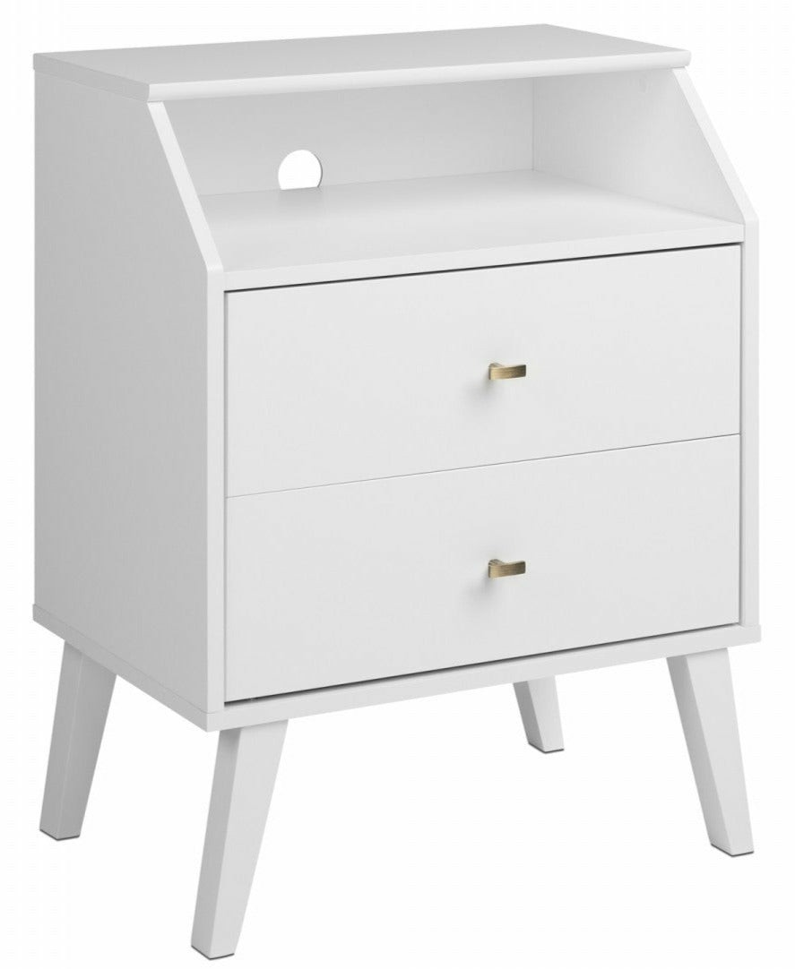 Milo 2-Drawer Nightstand – White Bedroom