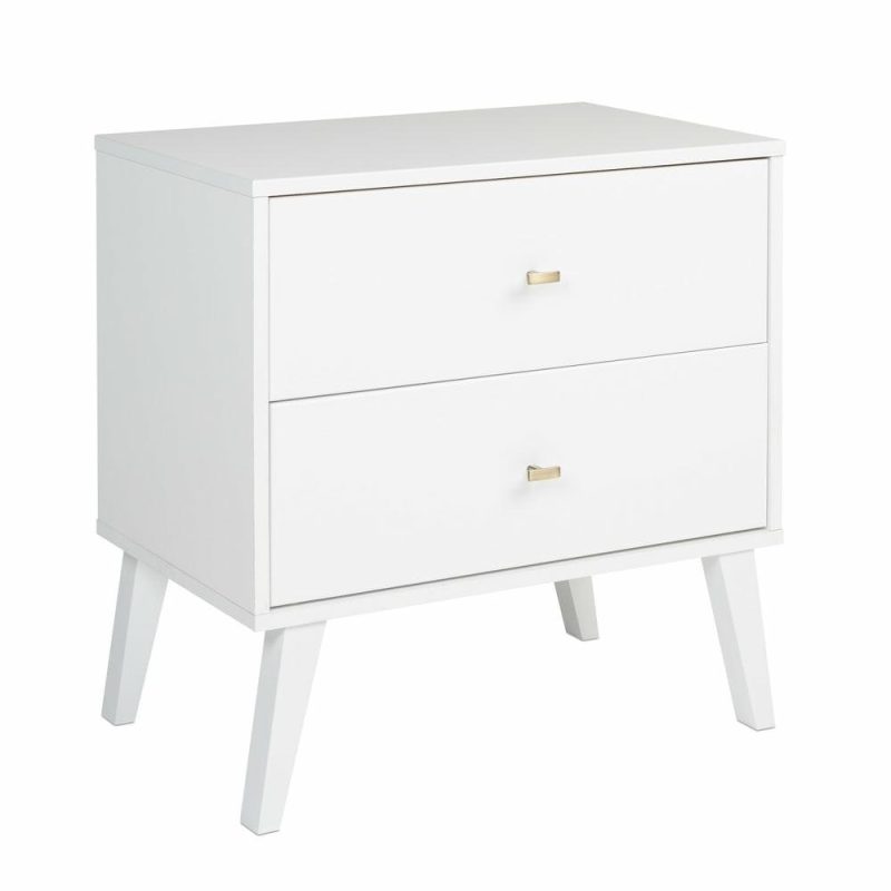 Milo 2-Drawer Nightstand – White Bedroom