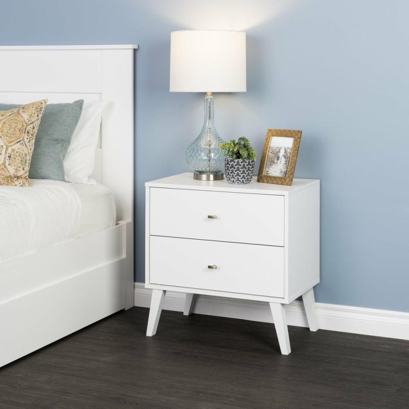 Milo 2-Drawer Nightstand – White Bedroom