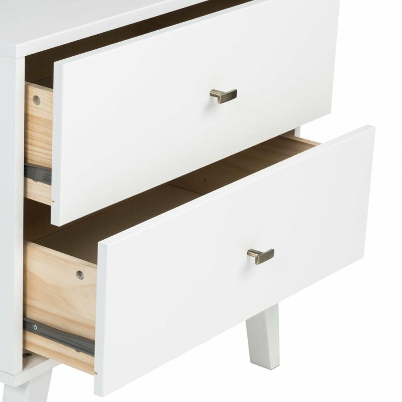 Milo 2-Drawer Nightstand – White Bedroom