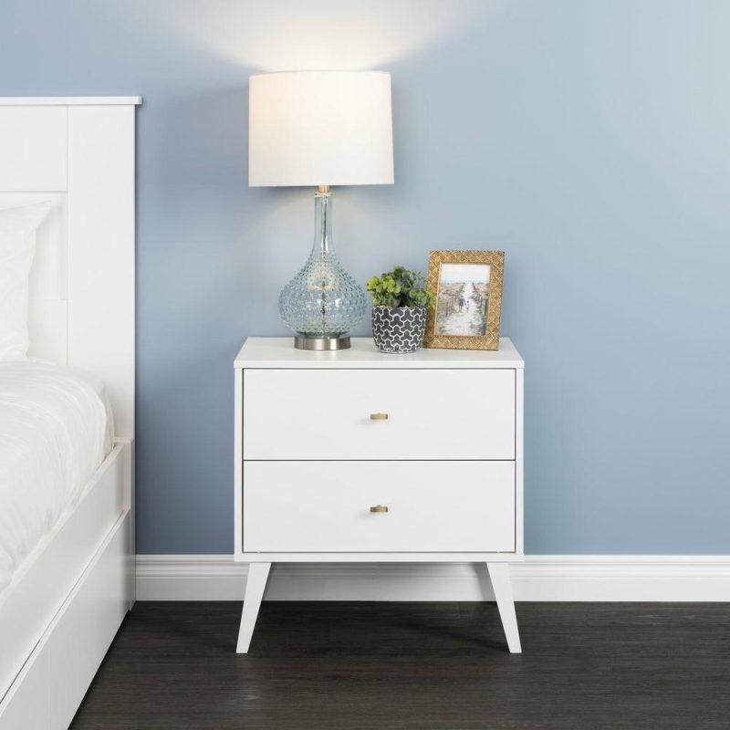 Milo 2-Drawer Nightstand – White Bedroom