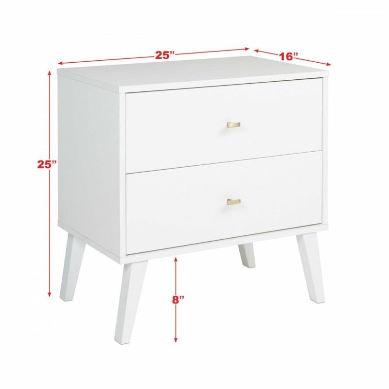 Milo 2-Drawer Nightstand – White Bedroom