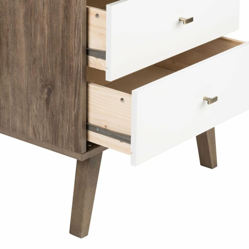 Milo 2-Drawer Tall Nightstand – Drifted Grey/White Bedroom