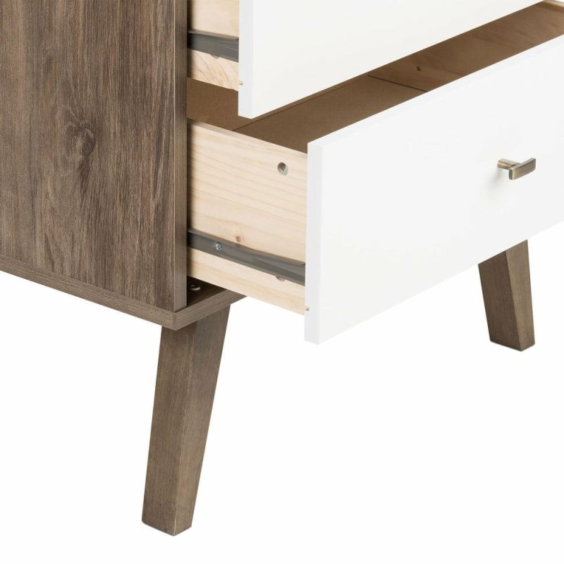 Milo 2-Drawer Tall Nightstand – Drifted Grey/White Bedroom