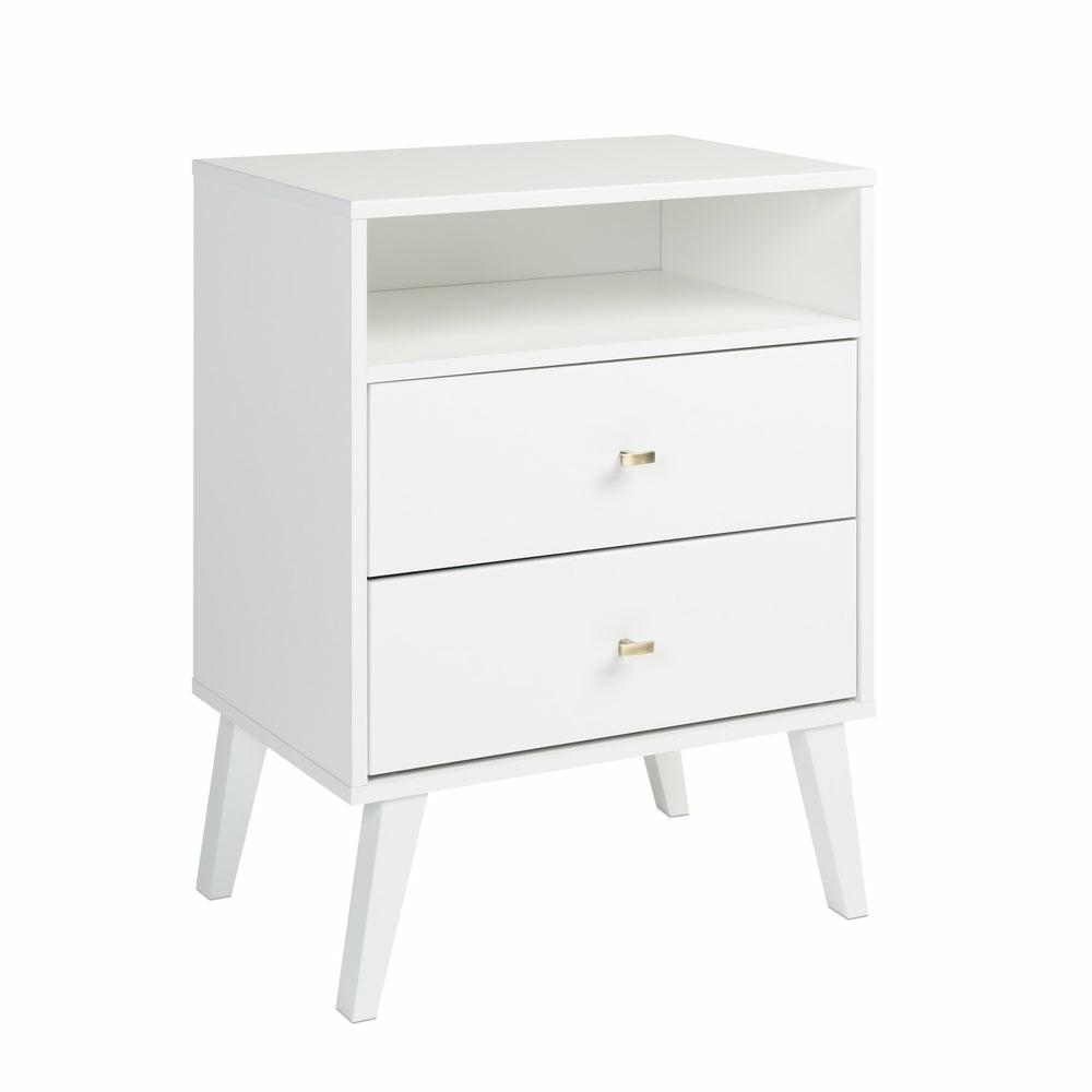 Milo 2-Drawer Tall Nightstand – White Bedroom