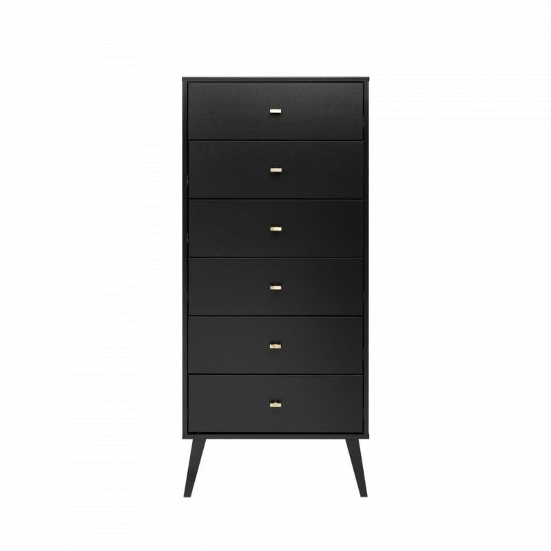 Milo Tall 6-Drawer Chest – Black Bedroom