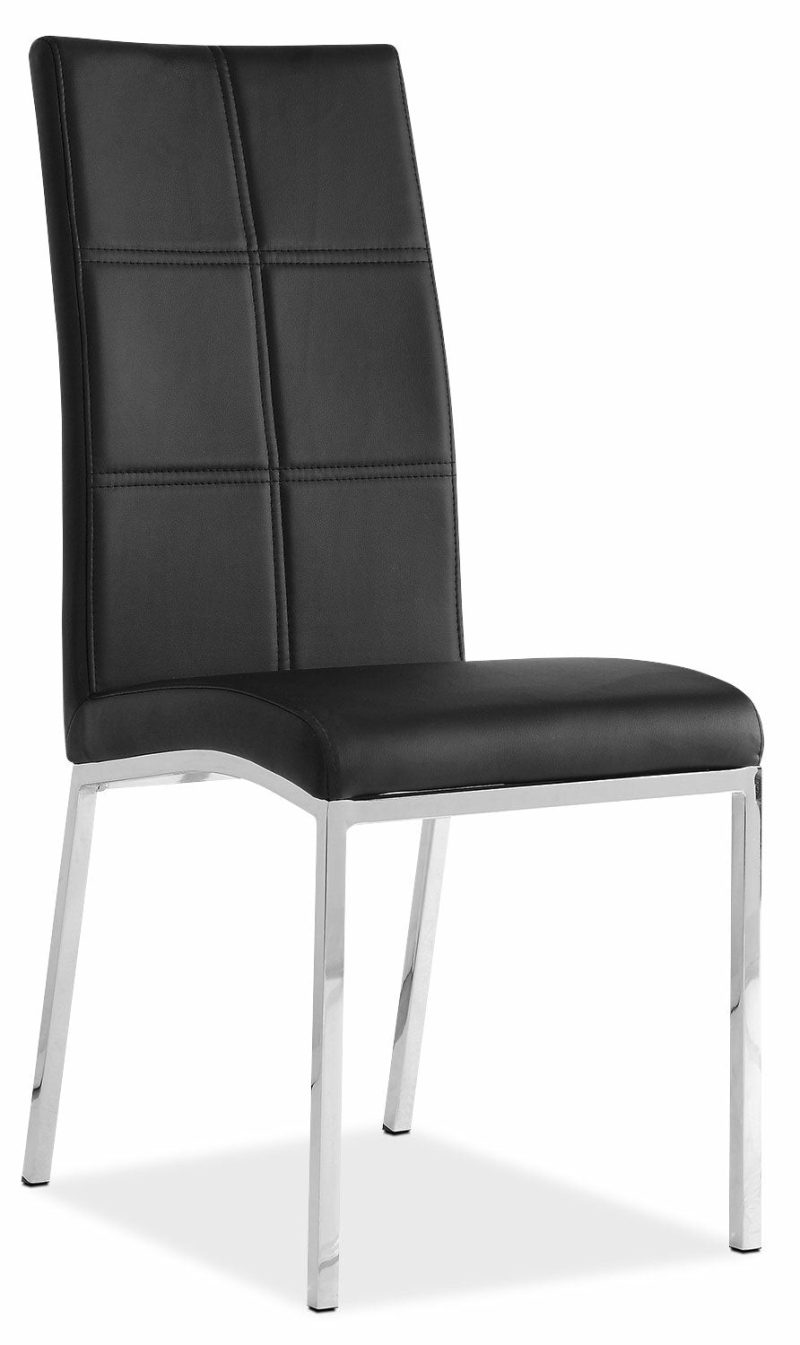 Milton Dining Chair With Vegan-Leather Fabric, Metal – Black Dining Chairs