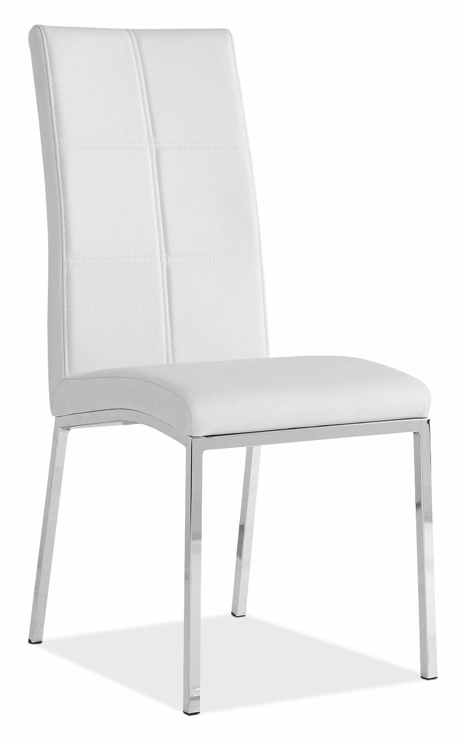 Milton Dining Chair With Vegan-Leather Fabric, Metal – White Dining Chairs