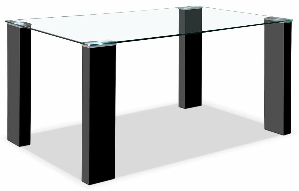 Milton Dining Table With Glass Top, 59.5″W – Black Dining Room