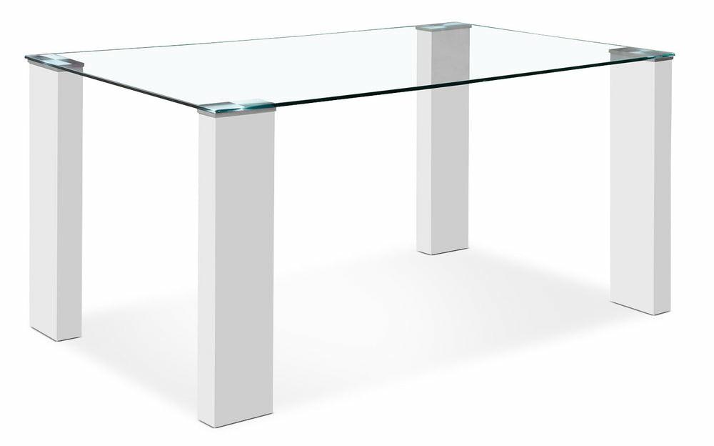 Milton Dining Table With Glass Top, 59.5″W – White Dining Room