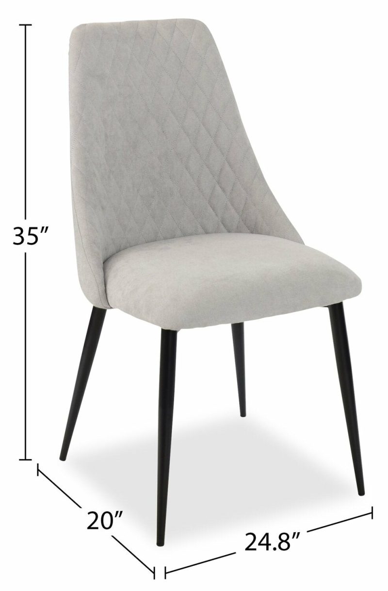 Miya Dining Chair With Polyester Fabric, Metal – Grey Dining Chairs