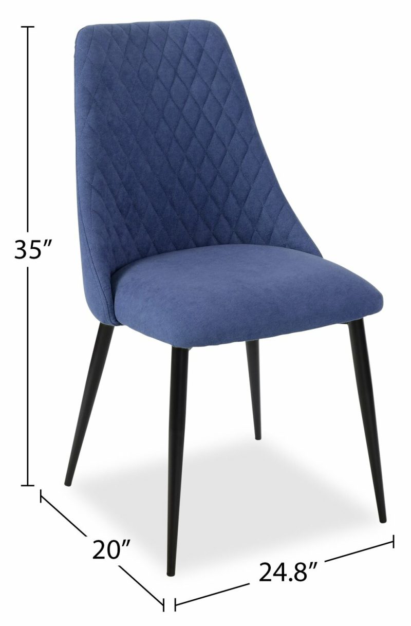 Miya Dining Chair With Polyester Fabric, Metal – Navy Blue Dining Chairs