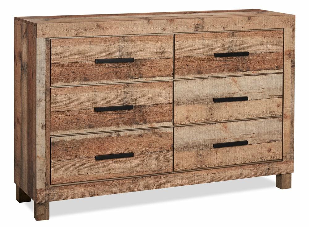 Mojave Bedroom 6-Drawer Dresser, 57.4″W X 37.8″H, Rustic – Natural Brown Bedroom