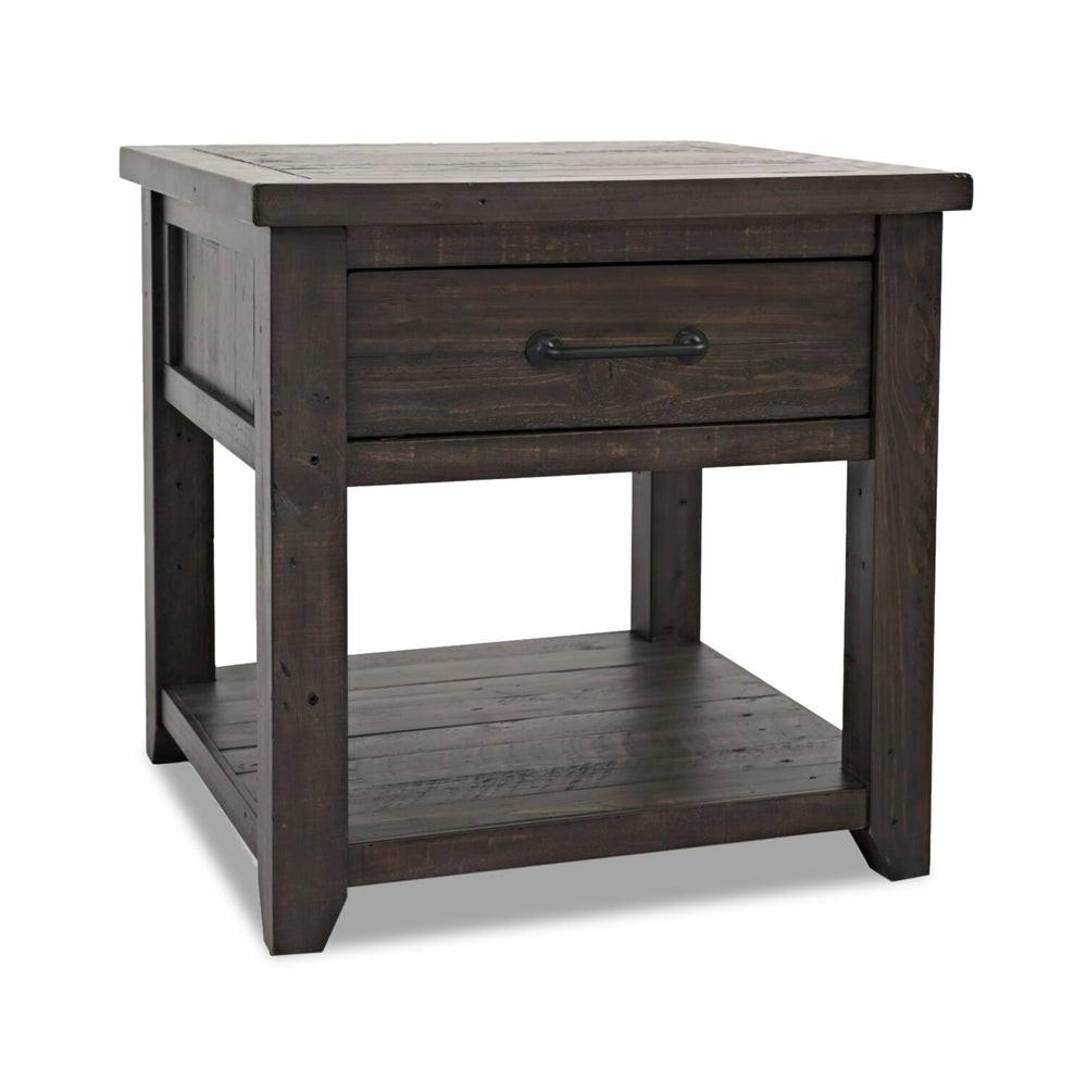 Morgan 24″ Rustic End Table With Storage And Shelf – Dark Brown With Reclaimed Wood End Tables