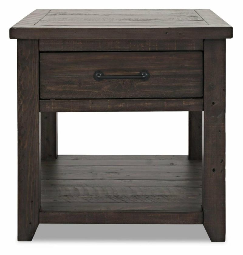 Morgan 24″ Rustic End Table With Storage And Shelf – Dark Brown With Reclaimed Wood End Tables