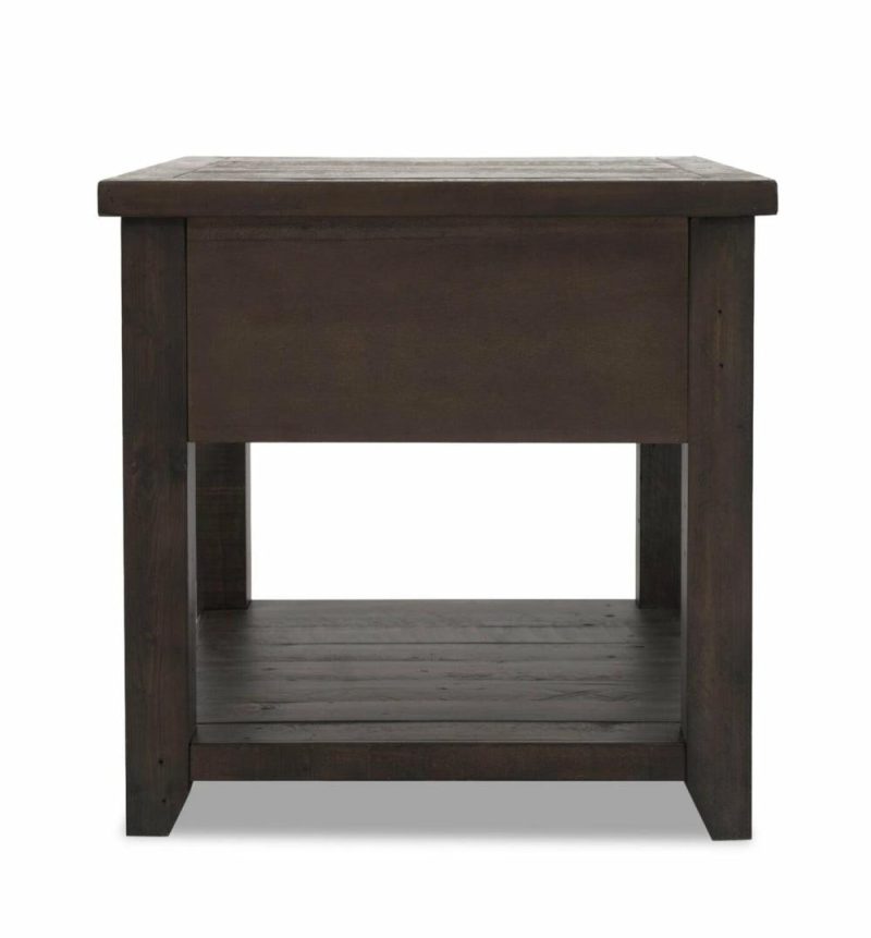 Morgan 24″ Rustic End Table With Storage And Shelf – Dark Brown With Reclaimed Wood End Tables