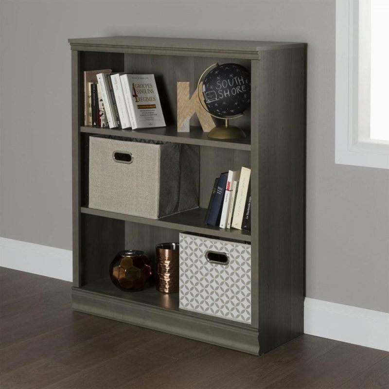 Morgan 3-Shelf Bookcase – Grey Maple Bookcases