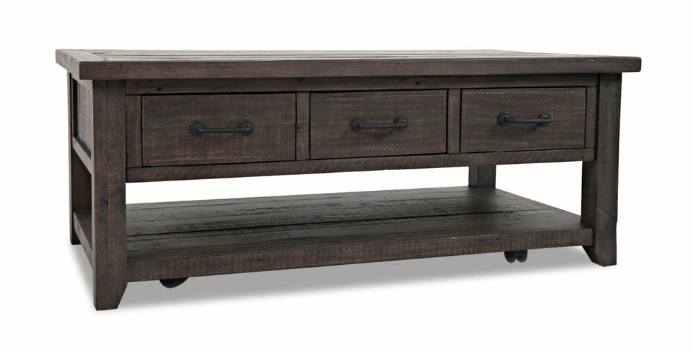 Morgan 48″ Rustic Coffee Table With Storage, Shelf And Casters – Dark Brown With Reclaimed Wood Coffee Tables