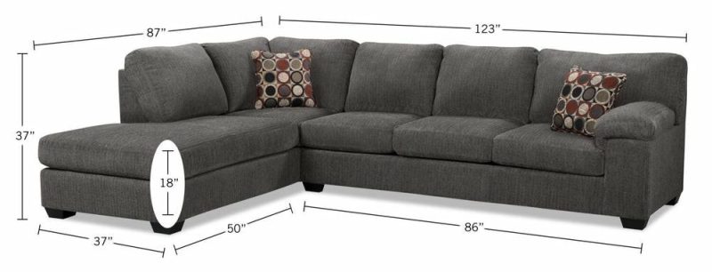 Morty 2-Piece Chenille Left-Facing Sofa Bed Sectional – Grey Furniture