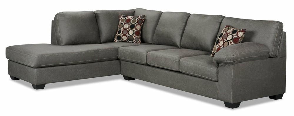 Morty 2-Piece Leather-Look Fabric Left-Facing Sofa Bed Sectional – Grey Furniture