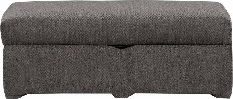 Morty Chenille Storage Ottoman – Grey Furniture